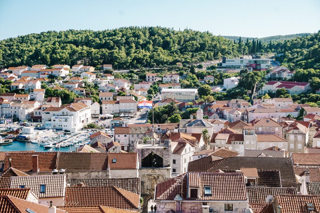 uitzicht vanaf klokkentoren in Korcula Kroatie