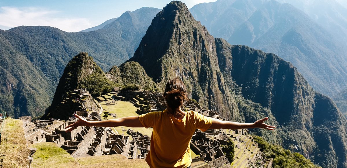 Deborah enjoying view of Machu Pichu