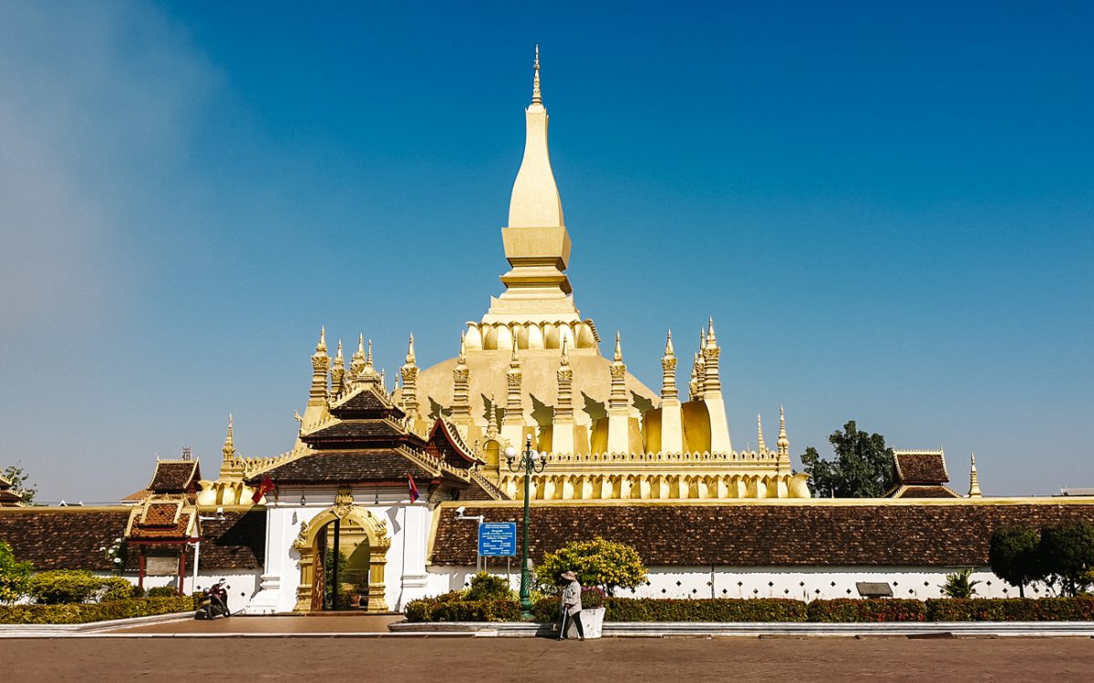 De gouden stoepa in Vientiane.