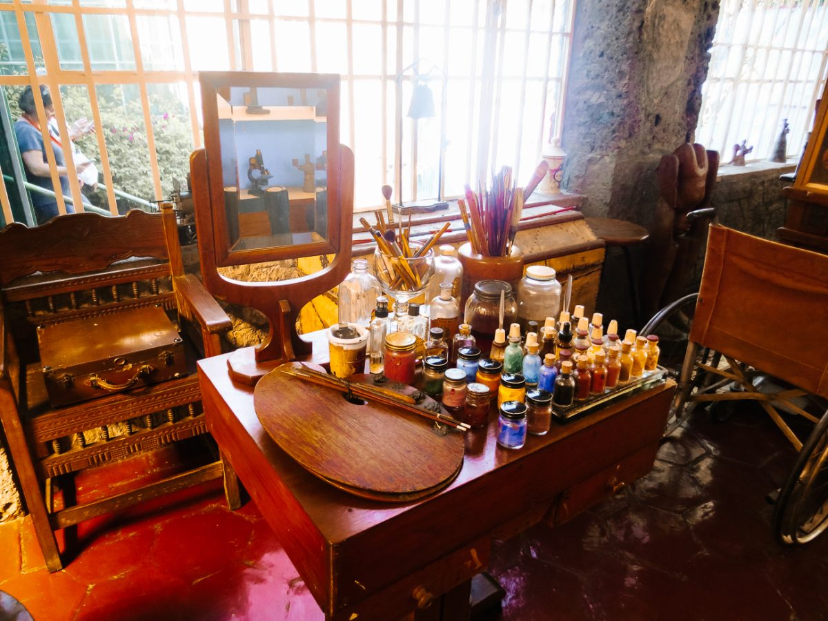 The working and living areas of Frida Kahlo and Diego Rivera, that can be seen in La Casa Azul - Frida Kahlo Museum Mexico City.