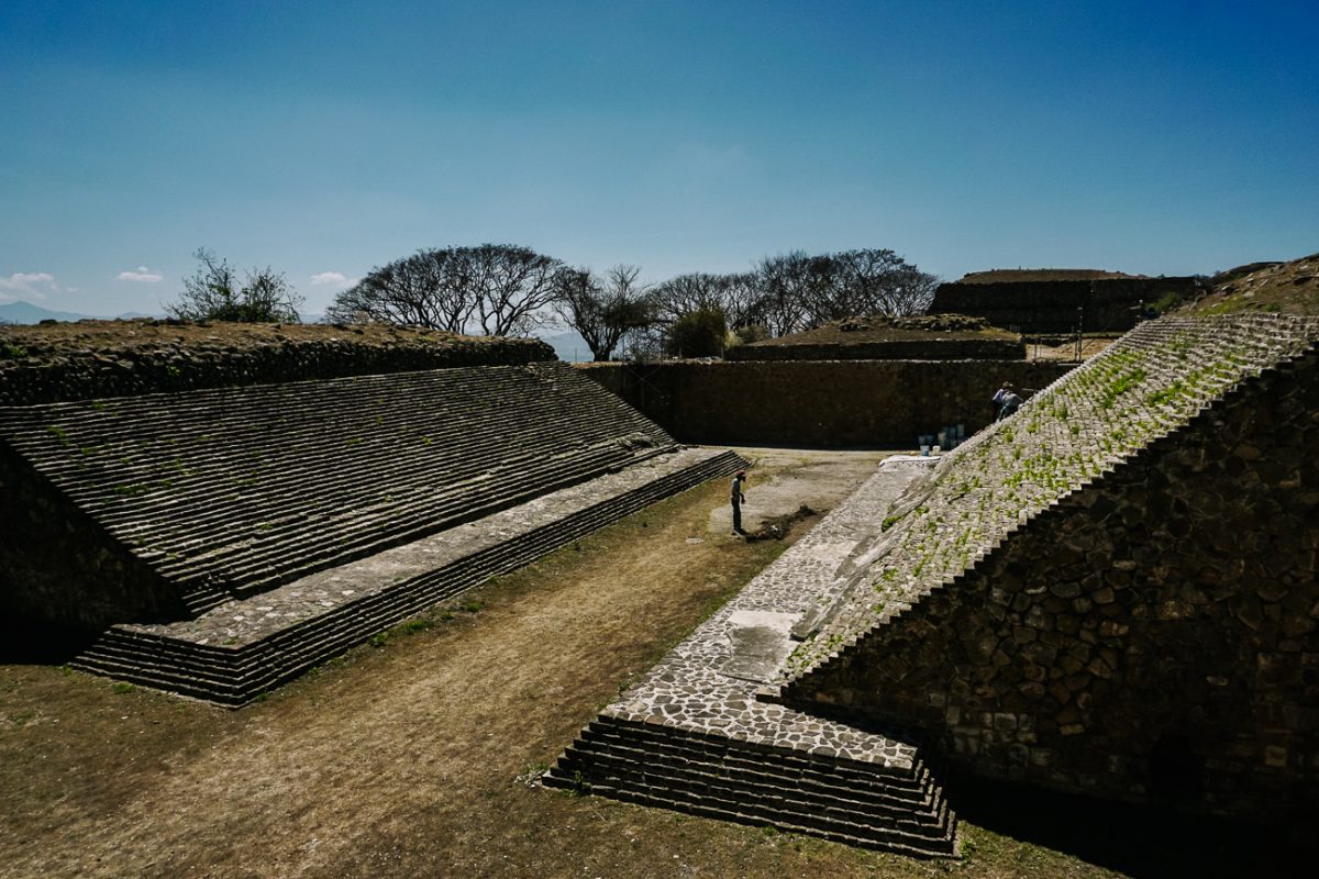 On the edge of the square, you will find a ballcourt, that played an important role in pre-Columbian times.