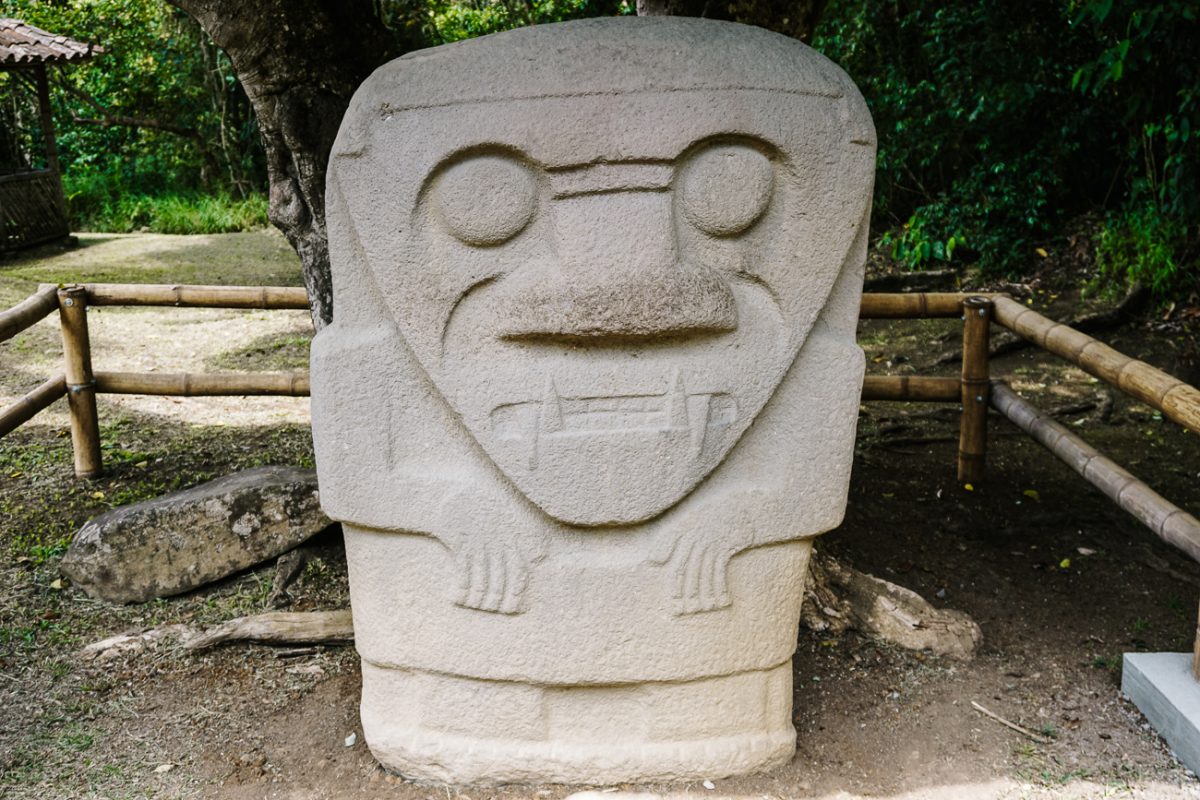 statue of San Agustin archaeological park in Colombia
