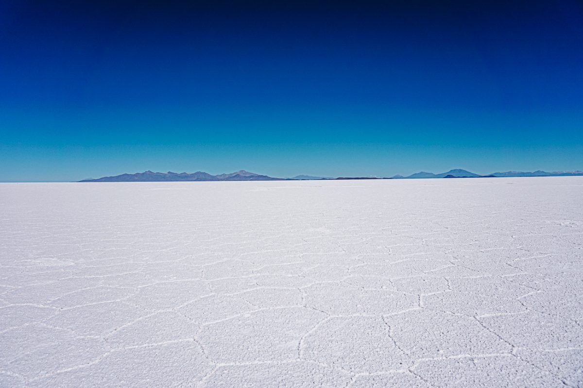 De zoutvlakte in Bolivia.