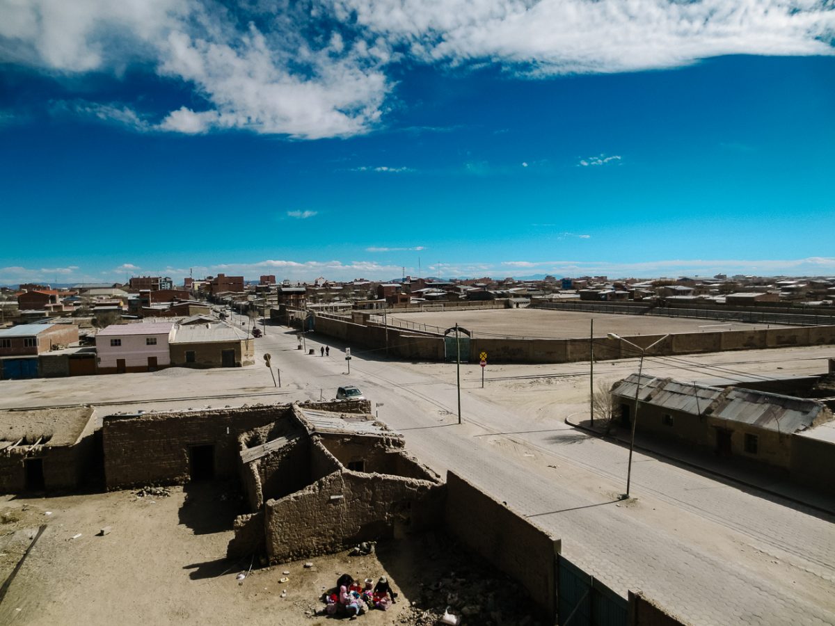 Uyuni stad in Bolivia.