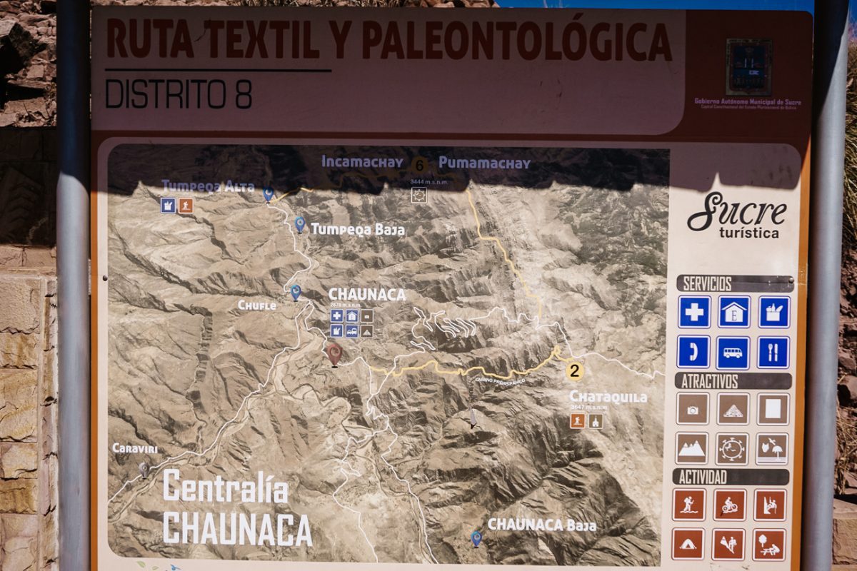 map of Inca trail in Bolivia