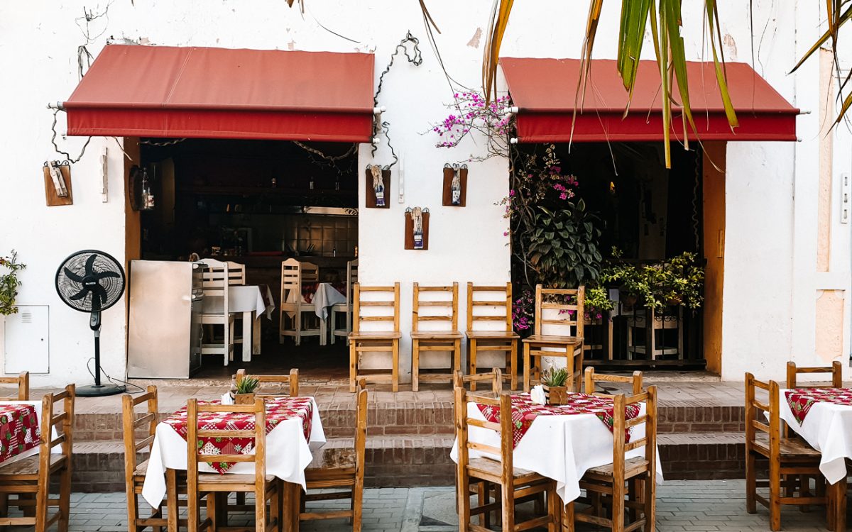 The main plaza with many restaurants Mompox Colombia