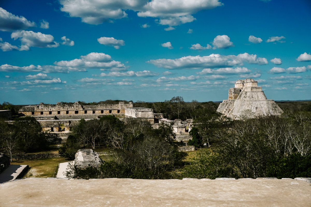 View of Uxmal, the the best Maya ruins to visit near Mérida in Mexico.