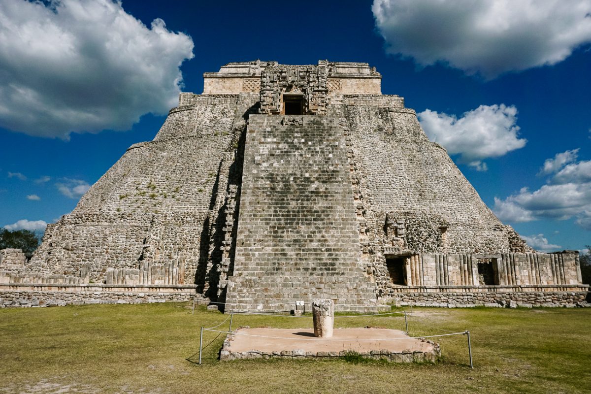 Maya pyramid in Uxmal, famous for its Puuc style.