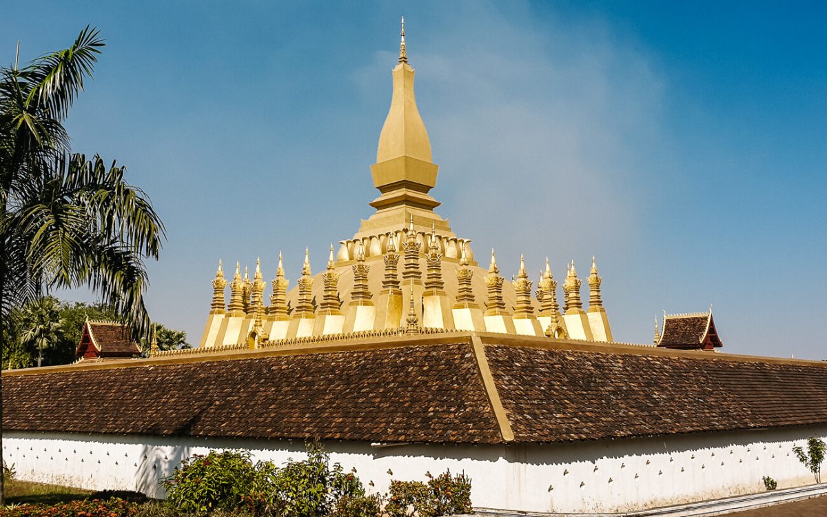 Pha That Luang, also known as the golden stupa, is the national symbol of Laos and one of the highlights in Vientiane Laos.