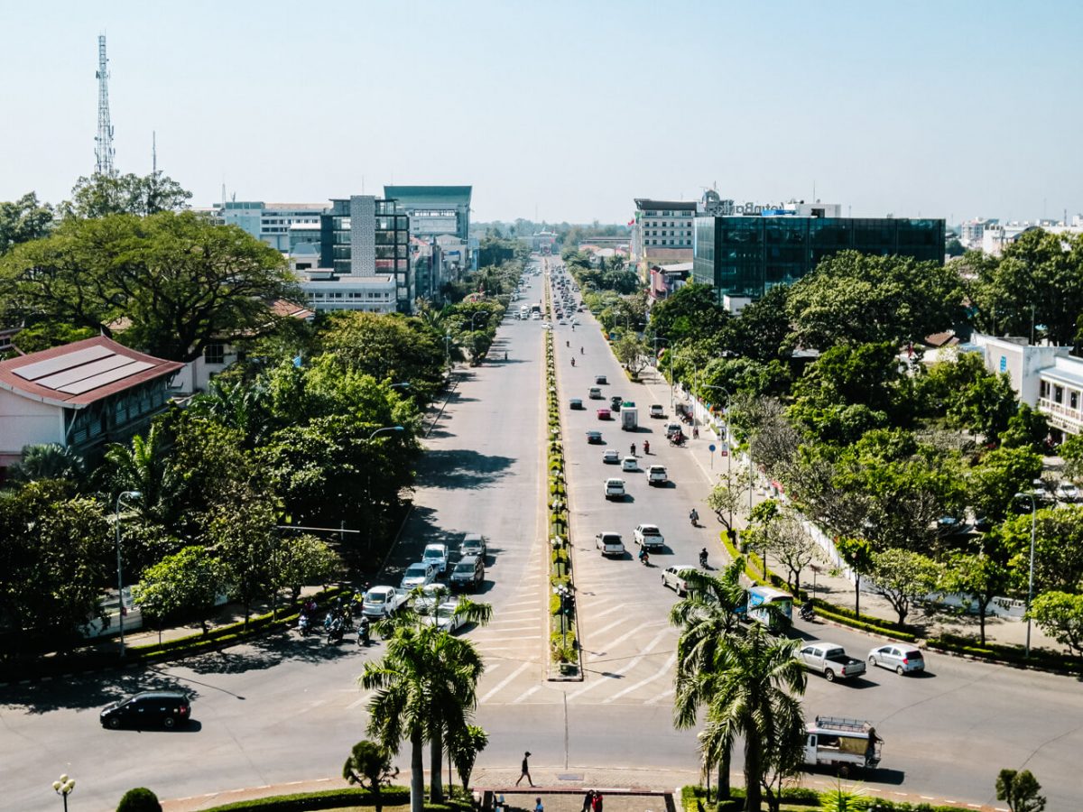 View of Patuxai, one of the best things to do in Vientiane.