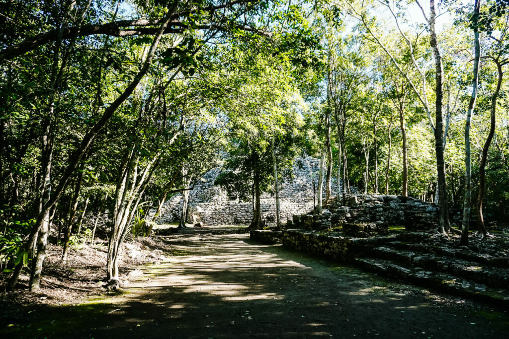 ruins at archaeological site and former maya city Cobá