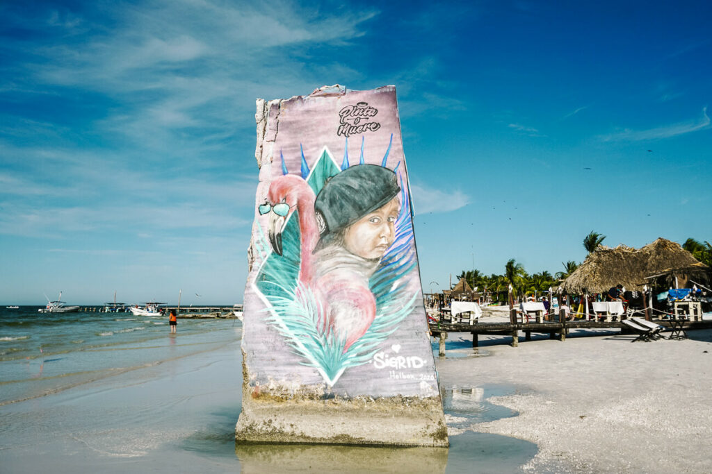 Street art on the beach of Isla Holbox, one of my top Mexico travel tips. 