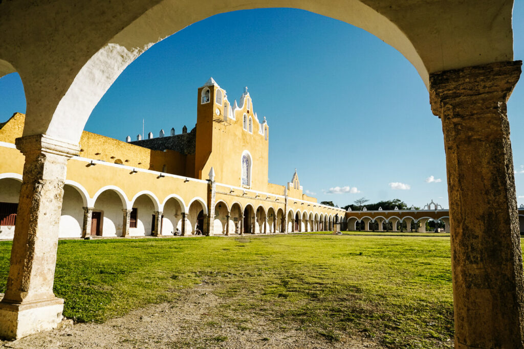 View of the Convento de San Antonio de Padua in Izamal, the yellow city of Mexico.