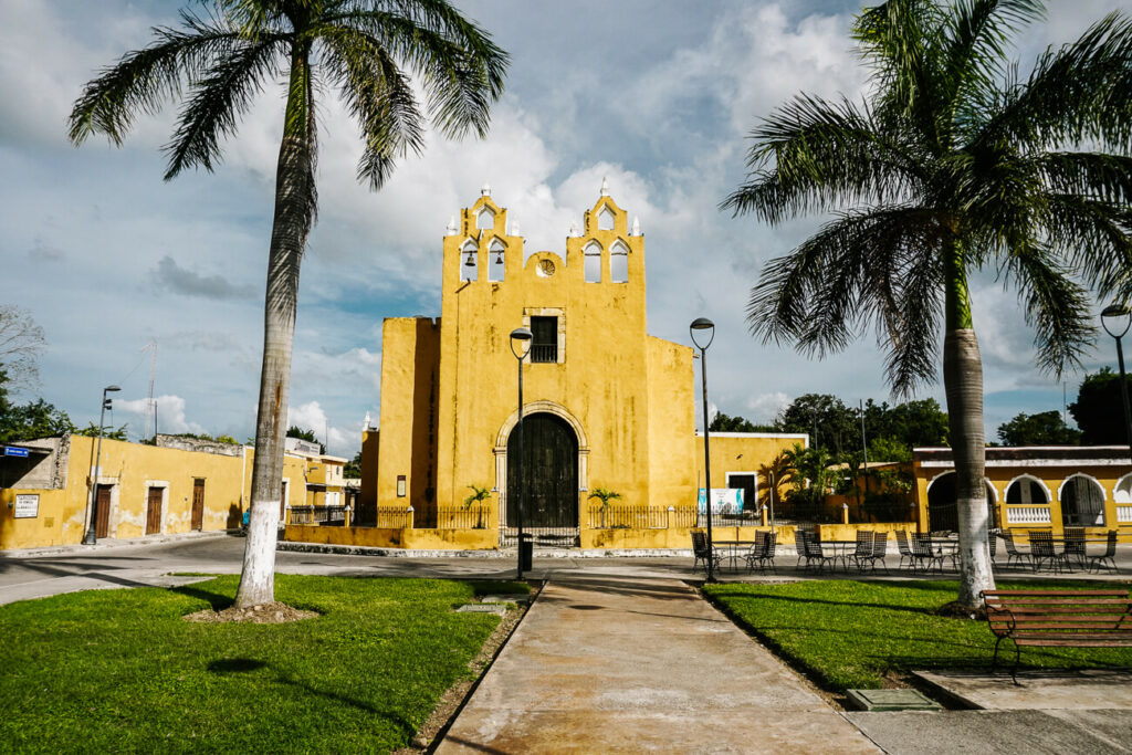 yellow church in Izamal, the yellow city in mexico
