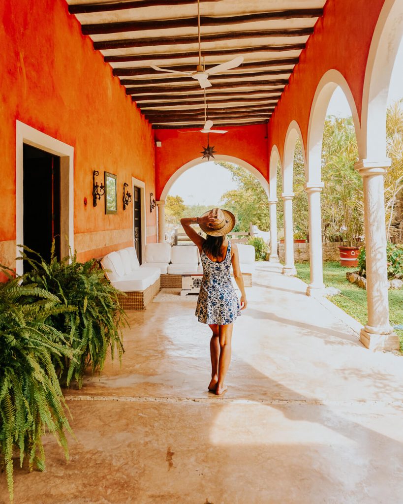 Deborah in Hacienda Sacnicte one of the best Izamal hotels and things to do in Izamal, the yellow city of Mexico.