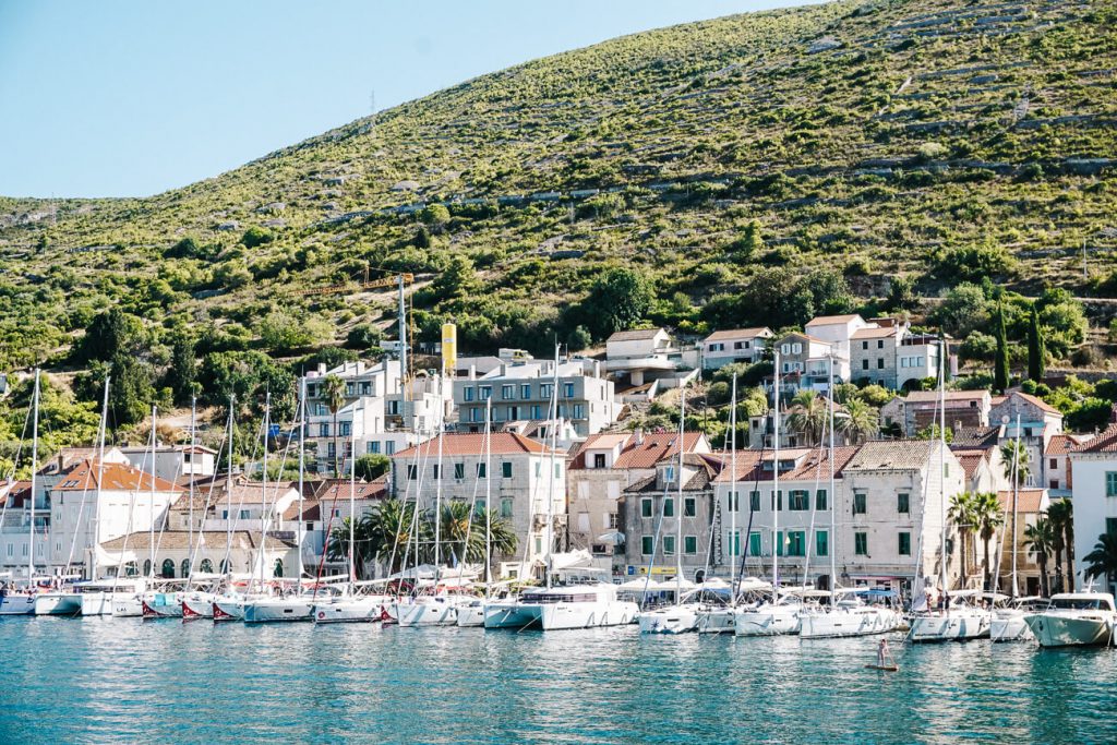 view of harbour of Vis eiland, from Sail Croatia cruise in Croatia