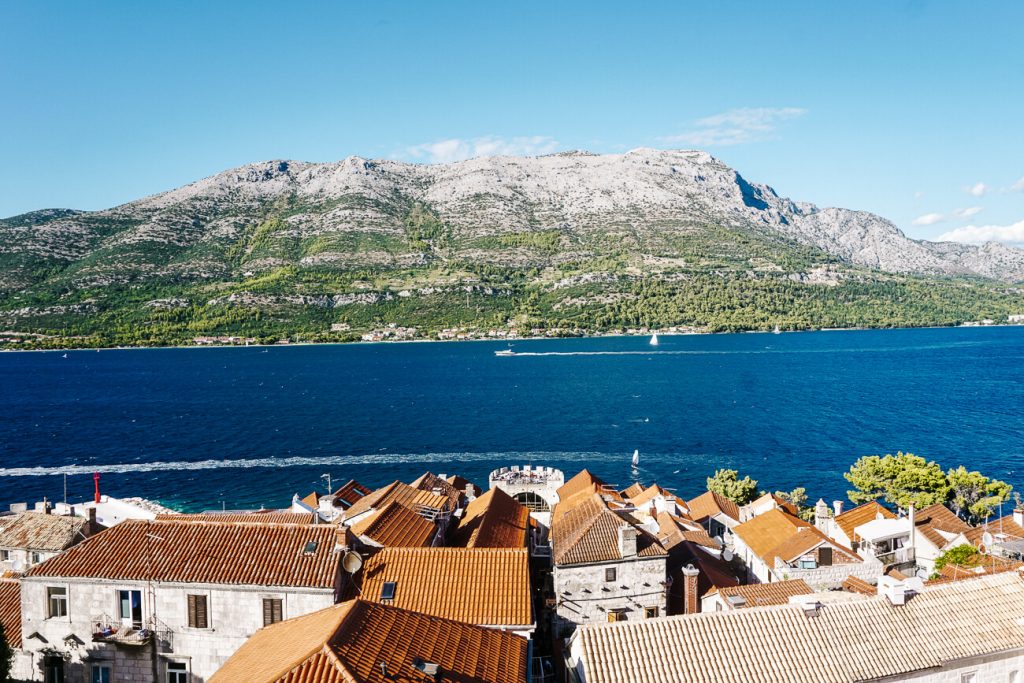 view from bell tower in Korcula