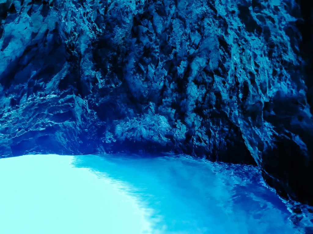 blue cave in Croatia - Blue Grotto, one of the best places to visit along teh Dalmatian coast in Croatia