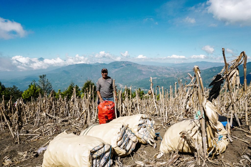 boeren aan het werk op akkers in Guatemala