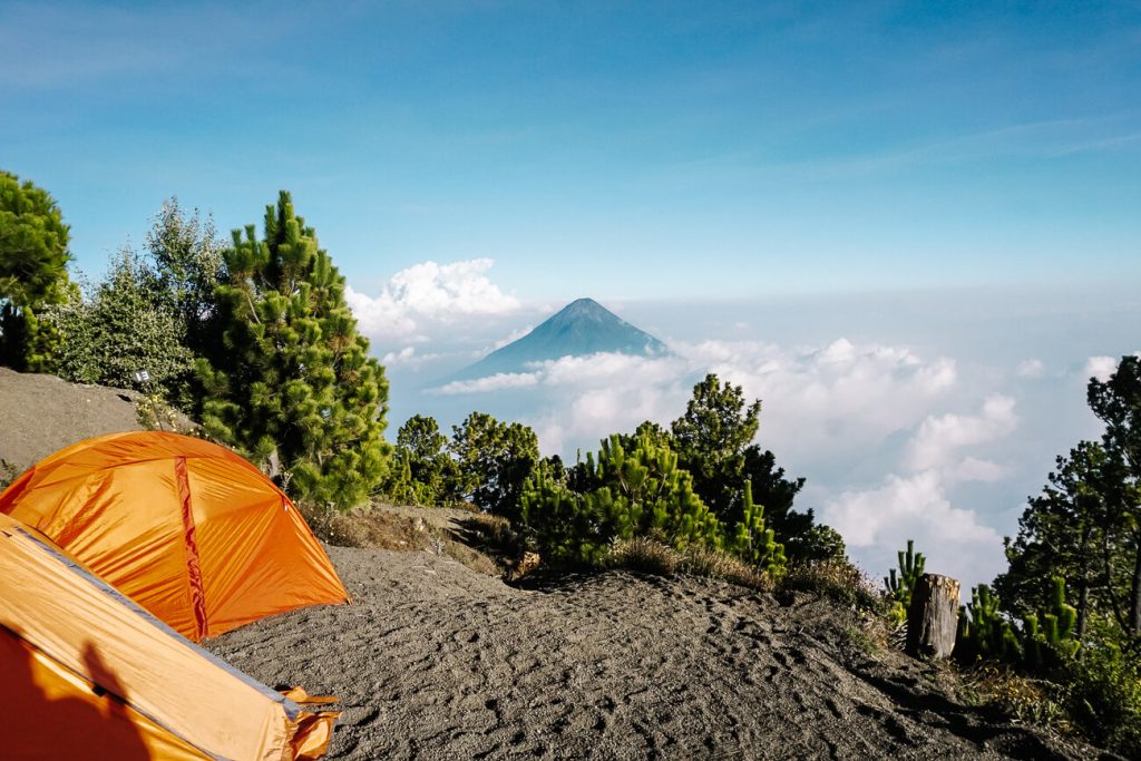 De campsite van de Acatenango vulkaan