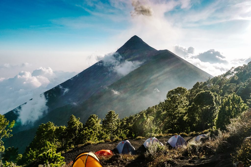 De campsite van de Acatenango vulkaan