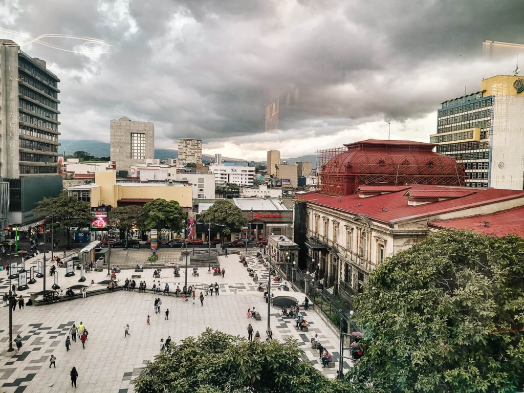 uitzicht op plaza de la cultura in San Jose Costa Rica