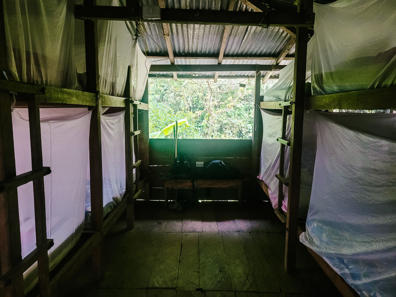 bunkbeds at camp paraiso, during Ciudad perdida hike