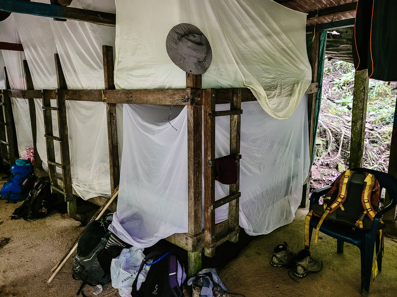 bunkbeds during ciudad perdida hike in Colombia