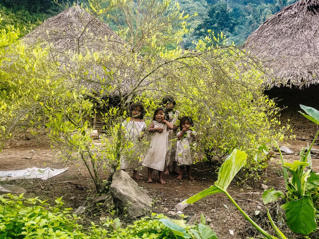 inheemse kinderen in Sierra Nevada de Colombia