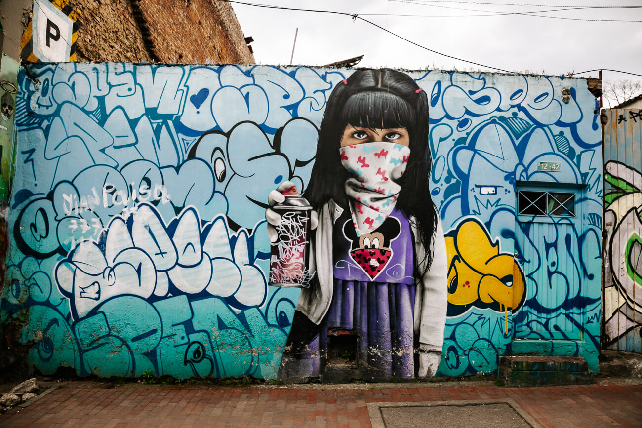 Street art in Bogota, a street art tour is one of the best things to do when you're in Bogota Colombia.
