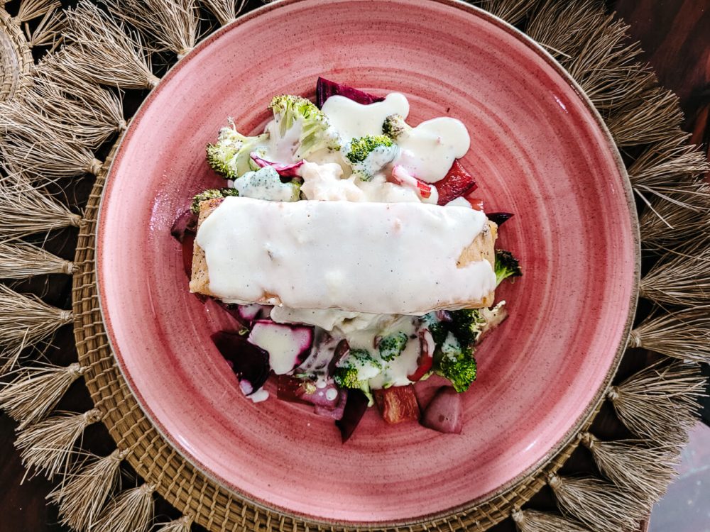 fish dish in restaurant trekker glamping Minca