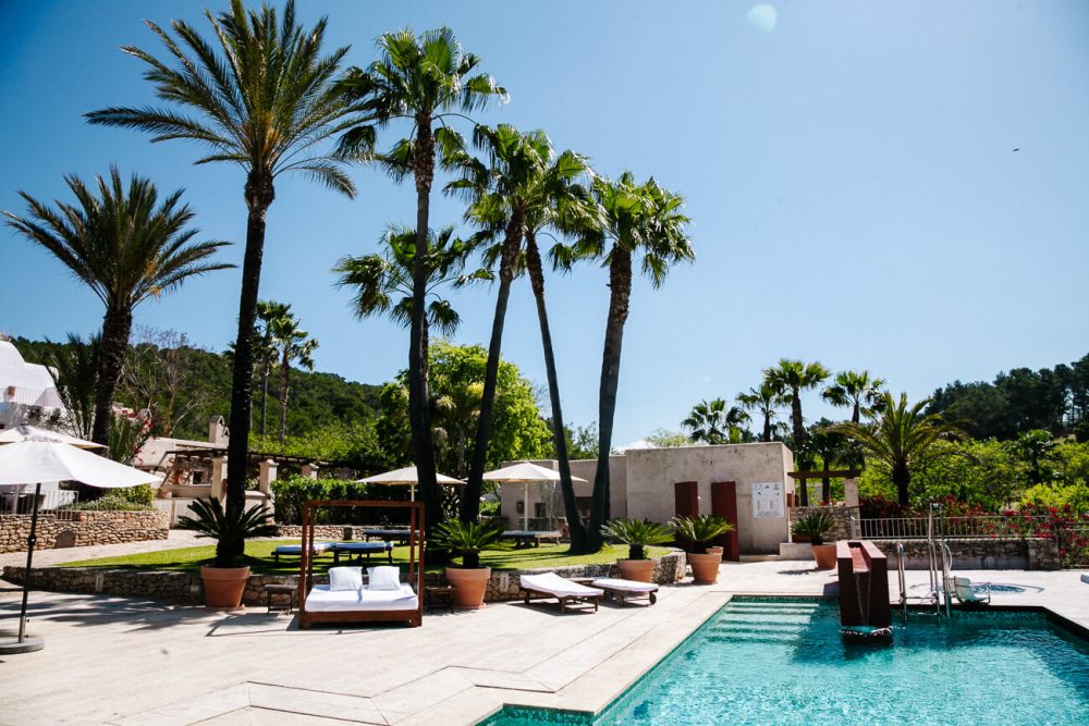 zwembad met palmbomen van Boutique Hotel - Can Lluc 