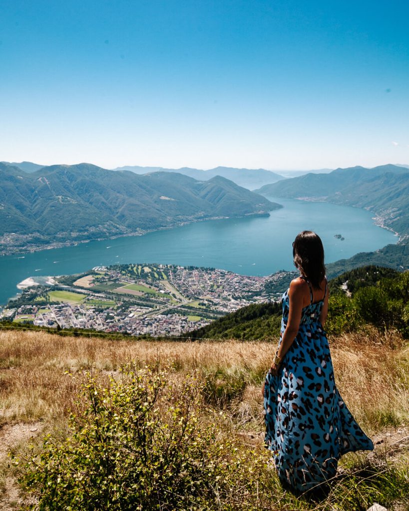 Deborah at Cimetta viewpoint, one of the best things to do in Ticino Switzerland 
