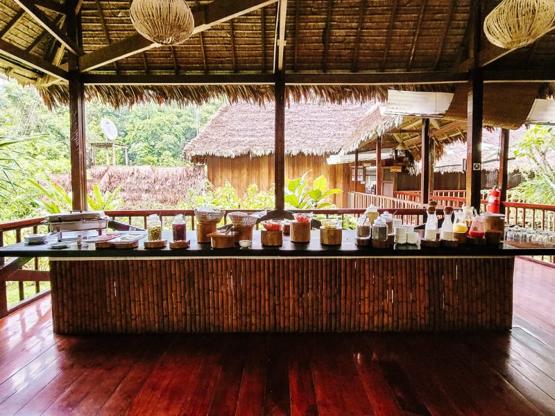 Buffet in restaurant at Tambopata Research Center - jungle lodge Peru by Rainforest Expeditions.