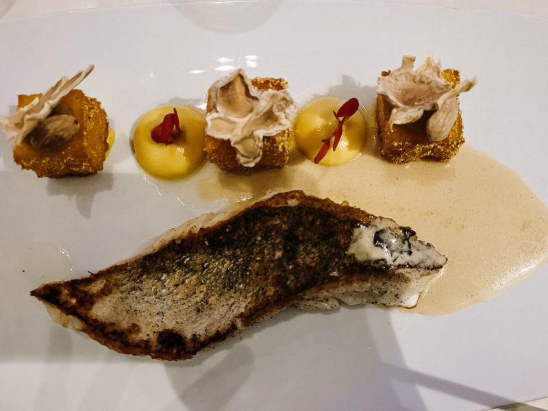 Fish dish and menu in Restaurant Manna