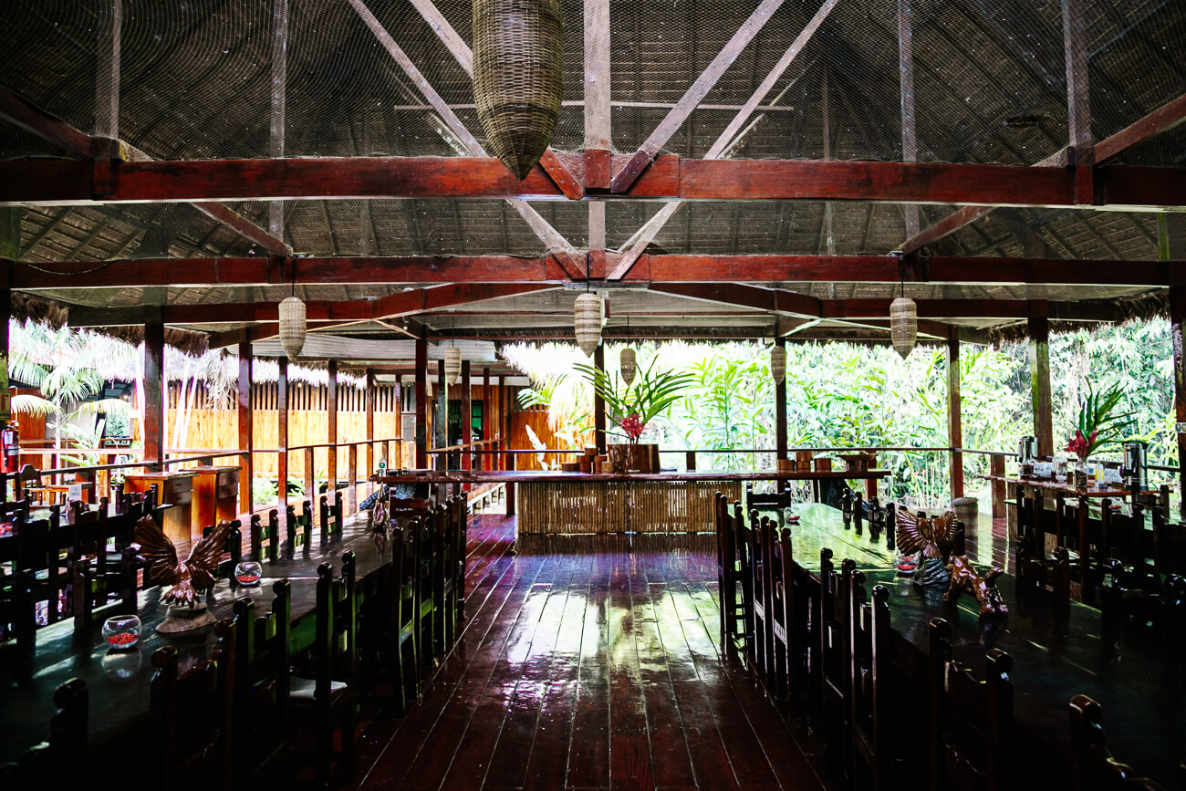 restaurant van Posada Amazonas - jungle lodge Tambopata Peru van Rainforest Expeditions