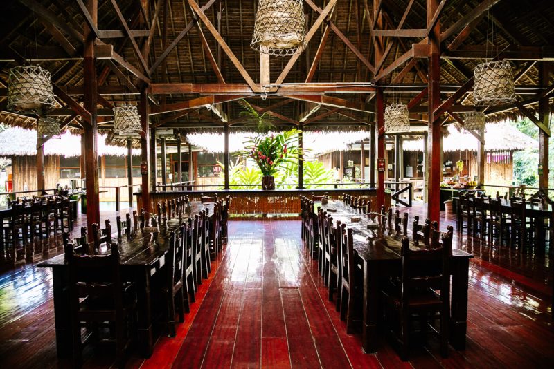 Restaurant of Refugio Amazonas - jungle lodge Tambopata Peru, by Rainforest Expeditions.