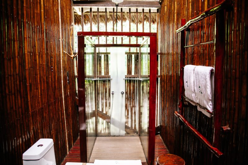 Bathroom in deluxe room at Refugio Amazonas - jungle lodge Tambopata Peru, by Rainforest Expeditions.