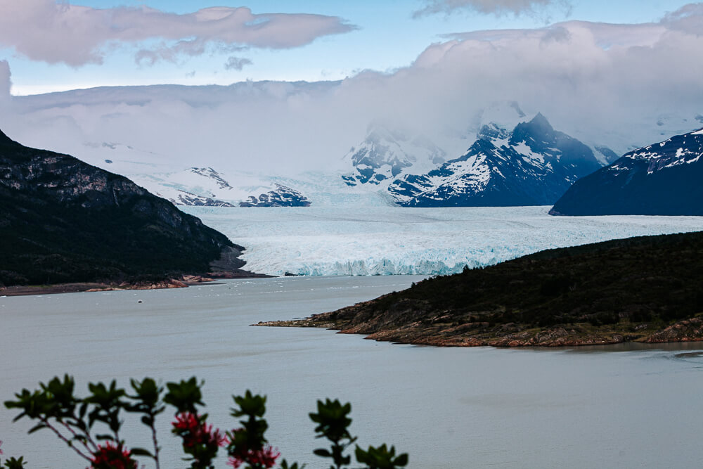View of the Perito Moreno glacier, one of the top things to do in El Calafate Argentina.
