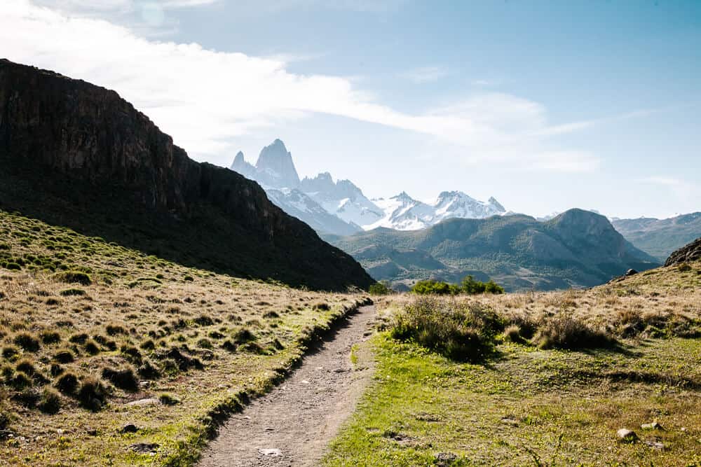 A trail behind the visitor center in El Chaltén takes you to two viewpoints in about 45 minutes, one of the short hikes.