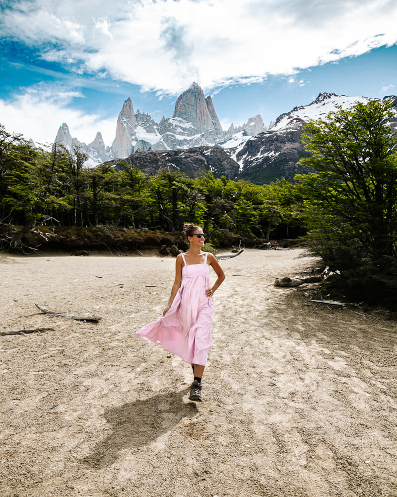 Deborah in de bergen rondom El Chaltén Argentinië.