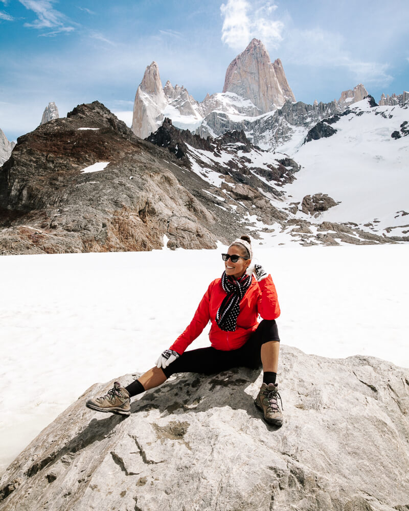 Deborah at Laguna de Los Tres in Argentina, discover the most beautiful national parks.