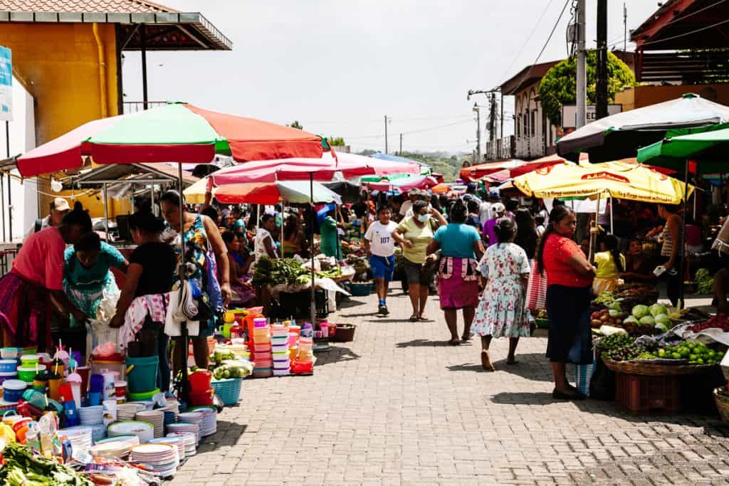 Daily market of Nahuizalco, along La Ruta de las Flores in El Salvador.