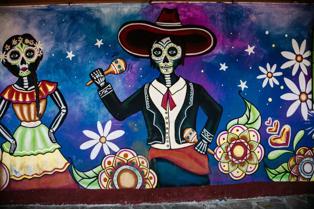 Street art langs de bloemenroute in El Salvador.