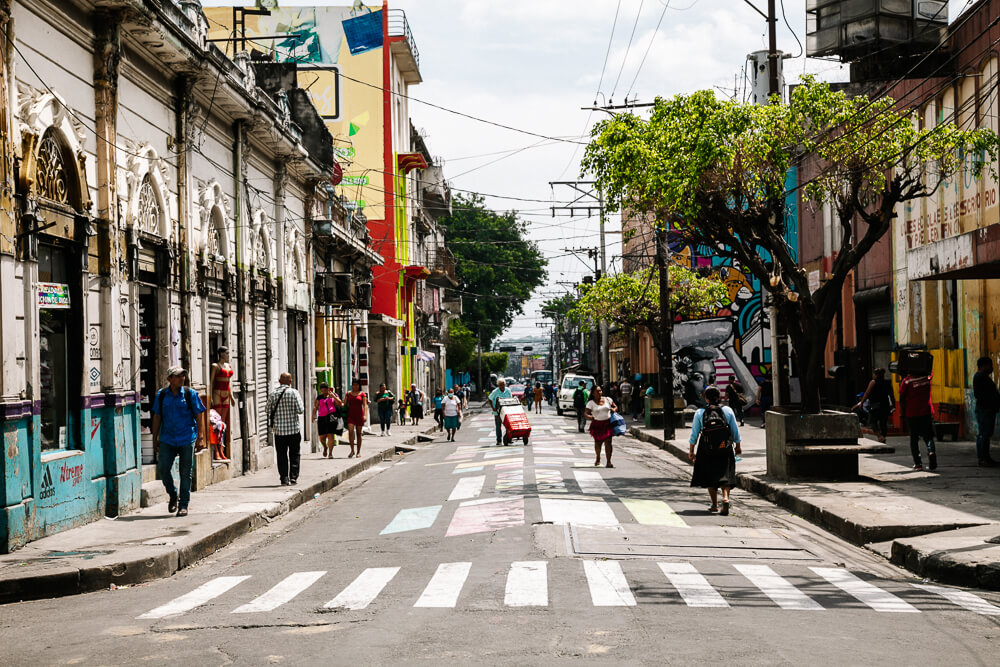 Streets in the historic center of San Salvador.