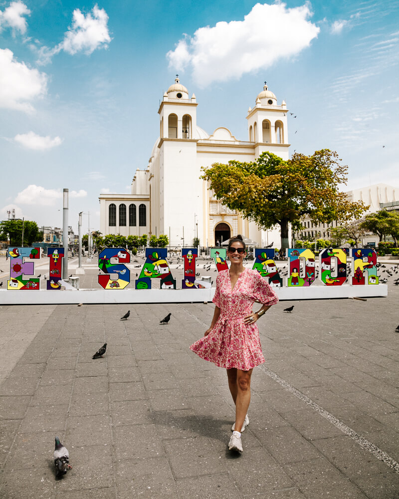 Deborah exploring the historic center, one of the best things to do in San Salvador.