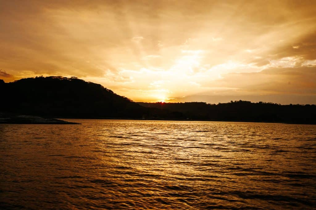 Sunset at Suchitlán lake.