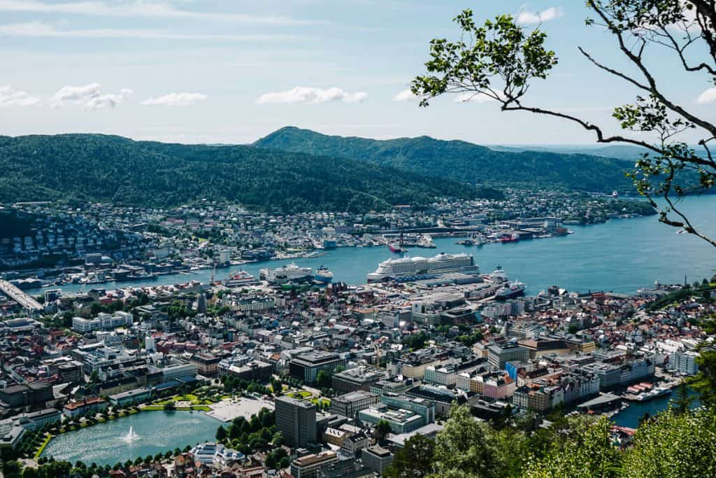 One of the best things to do in Bergen Norway is to take the Fløybanen for a great view of the city. 