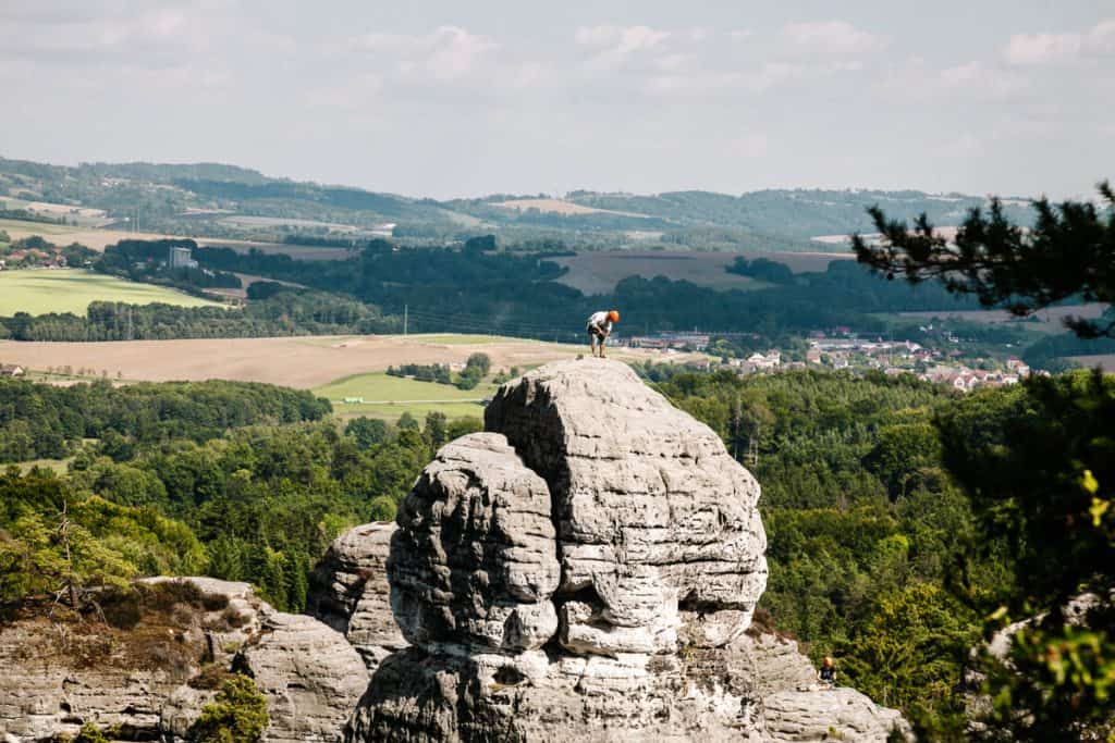 Everywhere you look in the Bohemian Paradise you see climbers on top of the rocks. 
