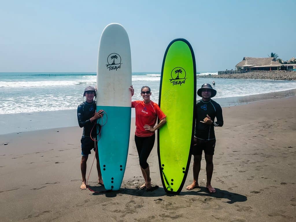 Deborah during surf class in El Zonte El Salvador.